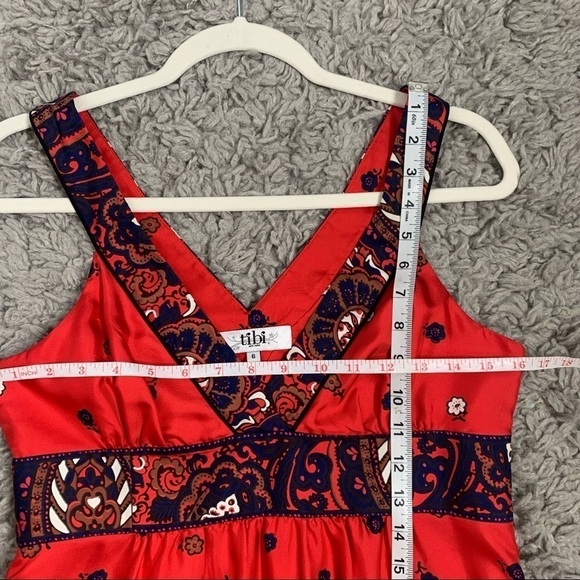 Tibi Silk Paisley Print V-Neckline Sleeveless Dress - Picture 14 of 16